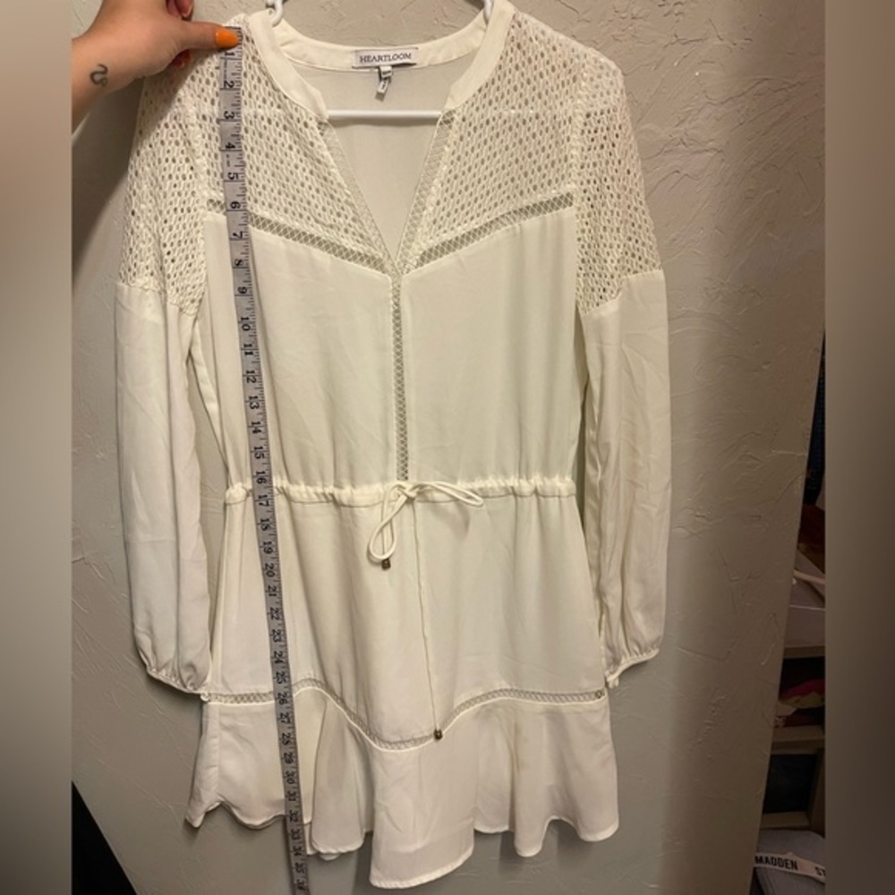 Heartloom Long Sleeve White Mini Dress - size xsmall - Picture 8 of 9